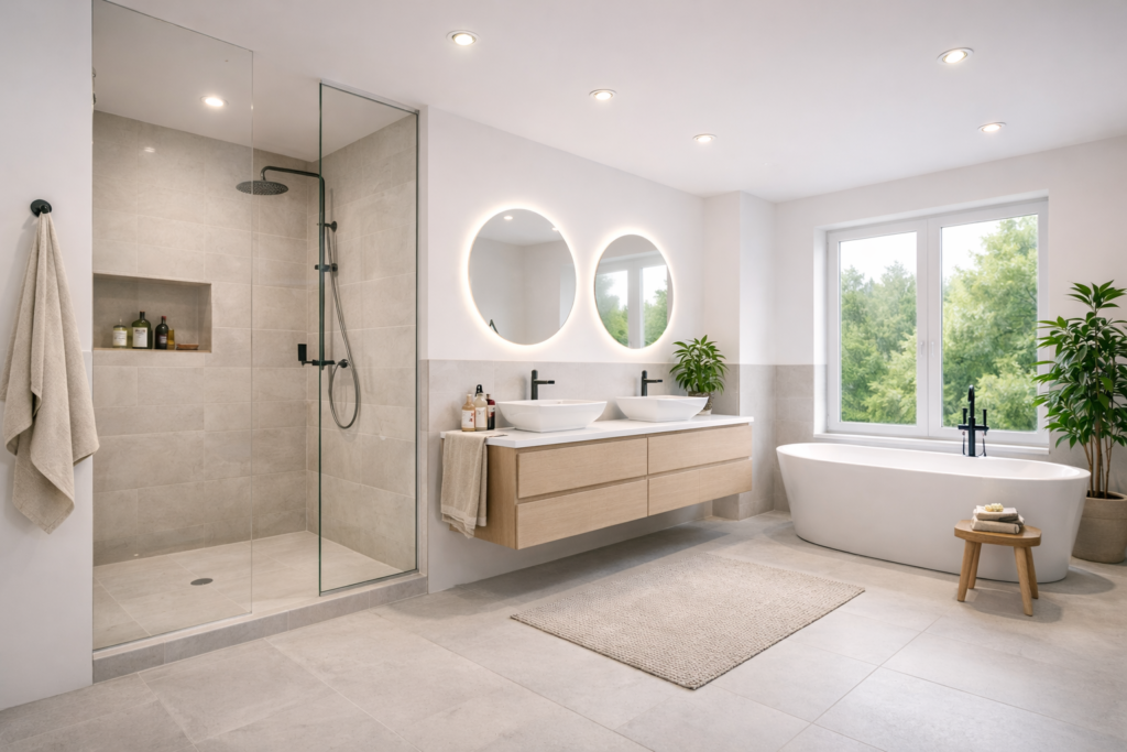 Badsanierung Mannheim – modernes, helles Badezimmer