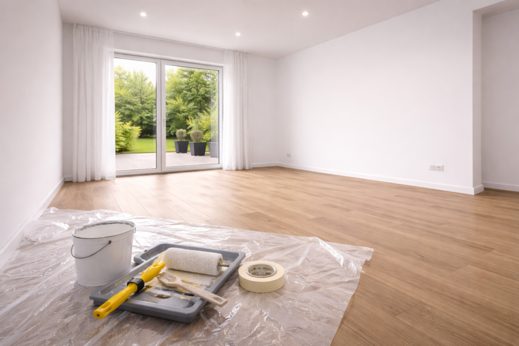 Malerarbeiten Mannheim – frisch gestrichener Innenraum mit sauberen weißen Wänden